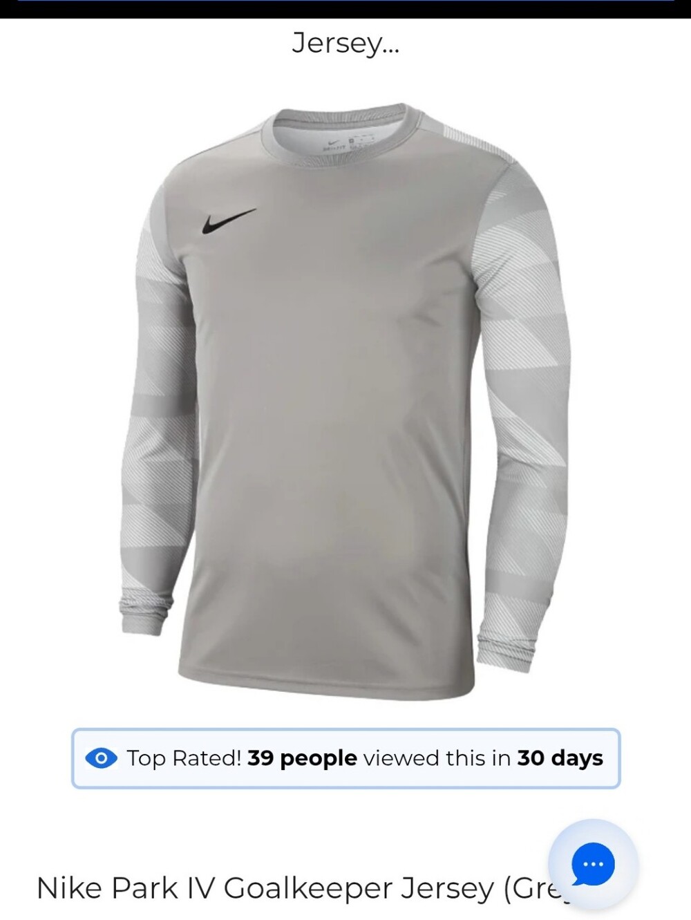 Nike Gray Long Sleeve Goalkeeper Jersey